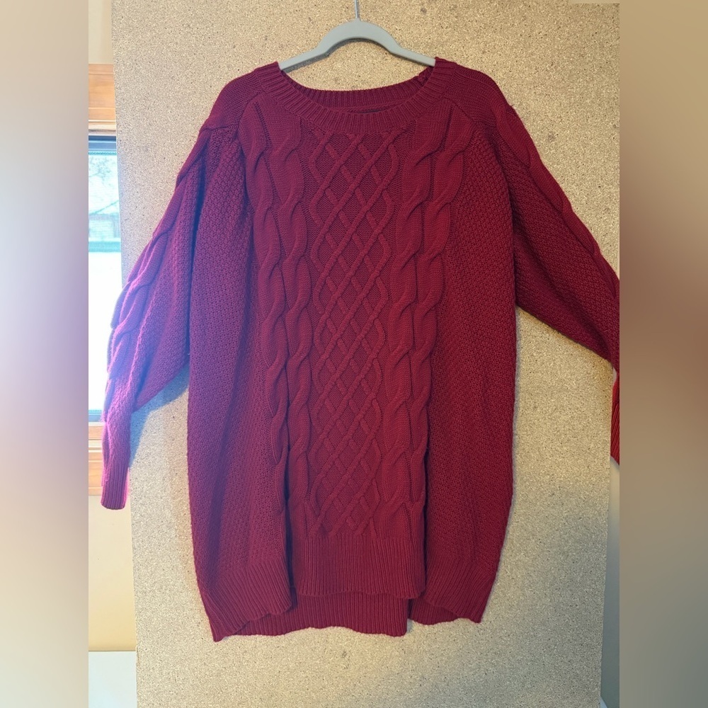 Cozy Cable Knit Red Sweater Size 4XL